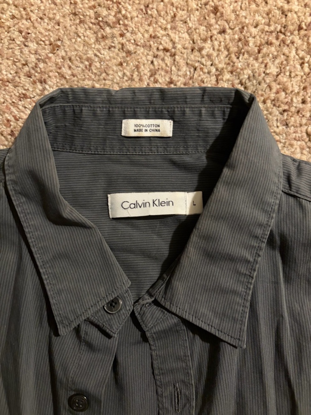 Calvin Klein Men's Charcoal Pinstripe Button-Up Shirt Jacket
